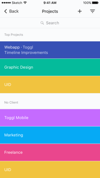 Toggl-iOs-projects