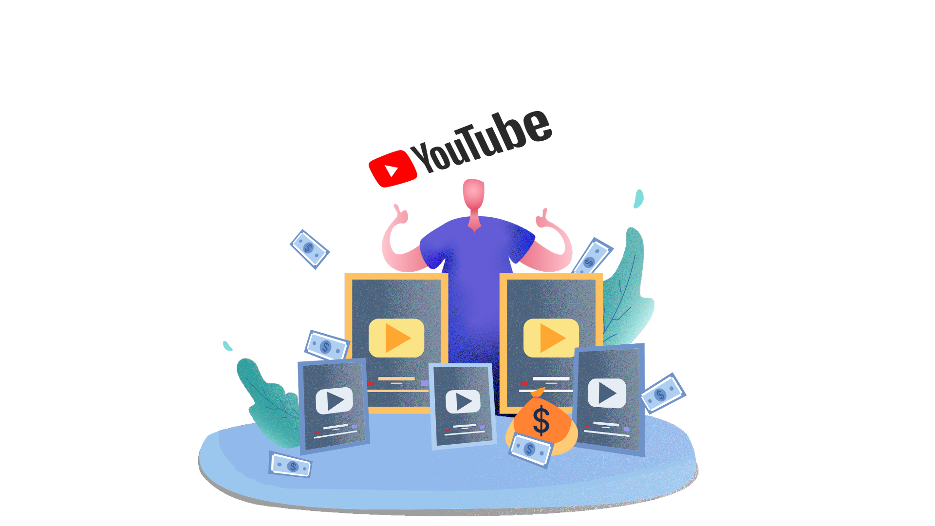 Vector man gives thumbs up on why use YouTube for marketing