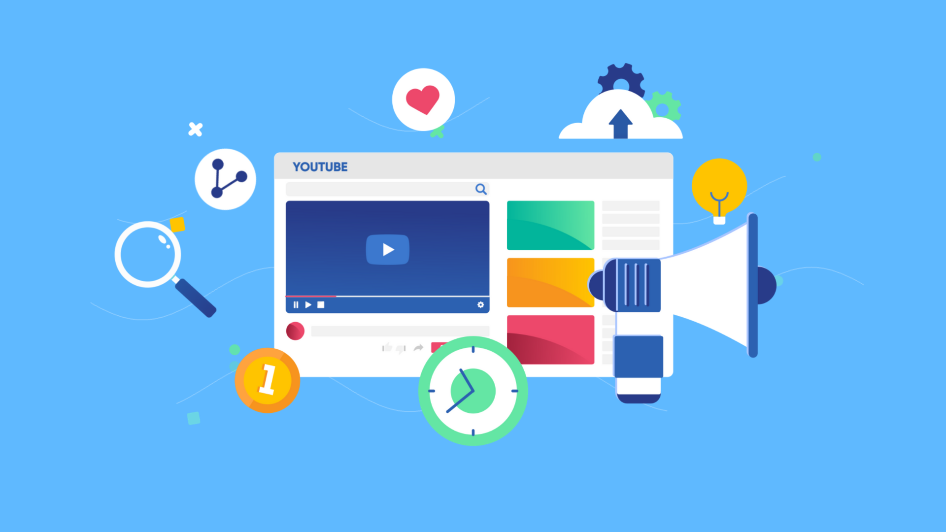 YouTube best practices for traffic and ROI - vector image